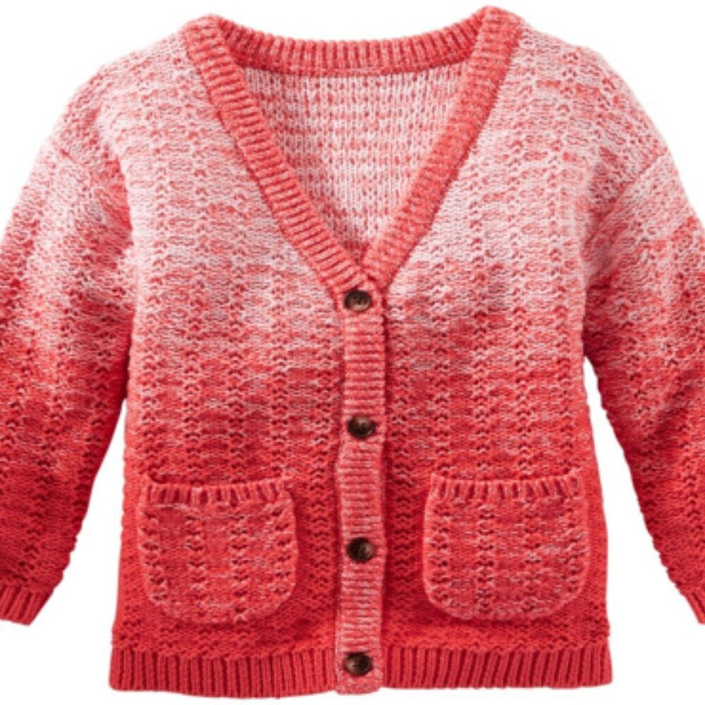 OSHKOSH B'GOSH Baby Girls Knit Cotton Cardigan Ombre Sweater with Pocket… - Picture 4 of 4